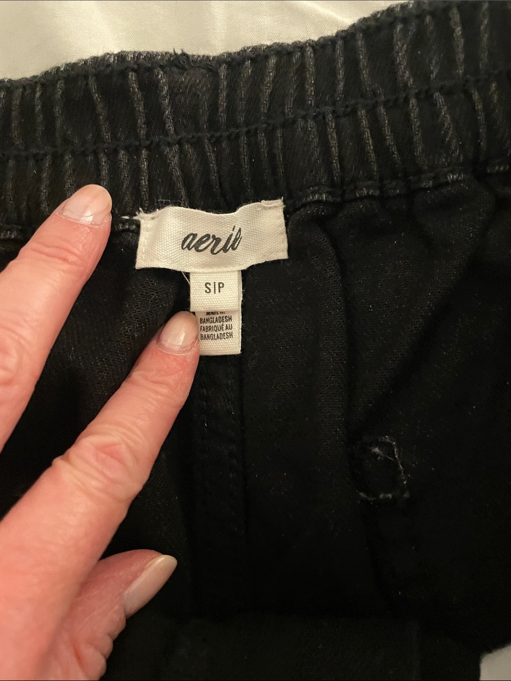 Aerie Black Denim Frayed Hem Women's Shorts - Picture 4 of 5